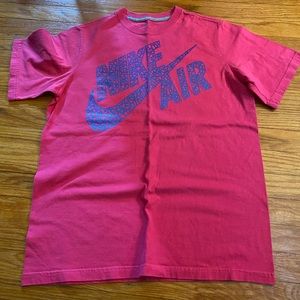 Nike Air - Pink T-Shirt with Blue Lettering